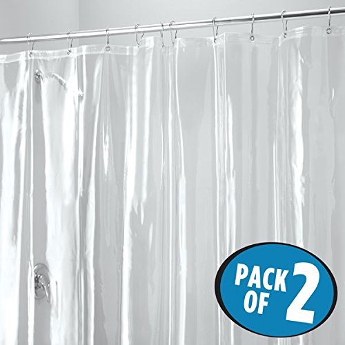 mDesign 10Gauge HeavyDuty Vinyl Shower Curtain Liner, 100 Waterproof, Mildew Resistant