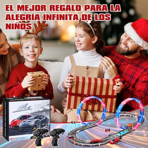 colmanda Electric Racing Track, Illuminated Car Track for Children 1:64 Track Cars -4 LED Cars, 360° Loop, Scart, Counter Turn, Circuit Car Children 3+ Years Toy Gifts (S)