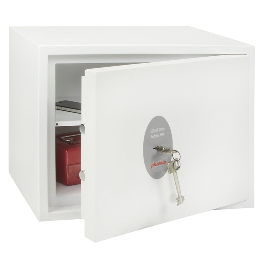 Phoenix Safe Company – SS1182K Fortress - UK Police Approved - Twin Locking Bolts - Key Locking - White Paint Finish - 24 Litre Capacity - 25kg