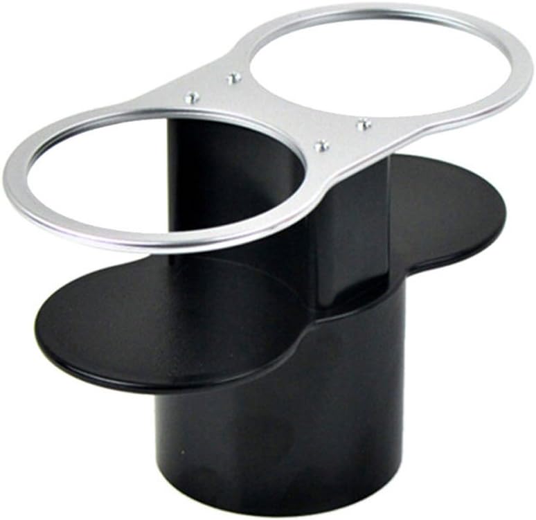 Rely2016 Universal Double Wedge Dual Car Cup Holder Stand Mount for Beverage Drink Bottle, Silver with Black