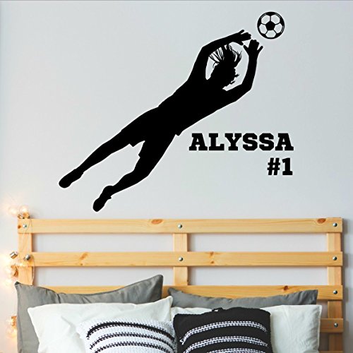 Personalized Girls Soccer Goalie Wall Decal, Girl Soccer Room Decor, Over 30 Colors, Several Sizes