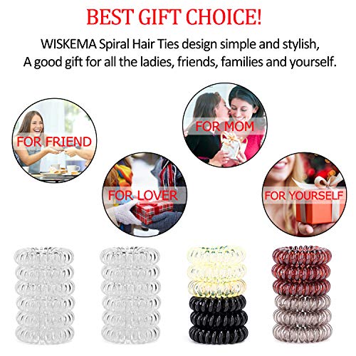 Spiral Hair Ties No Crease,24 Pcs Premium Elastic Coil Hair Ties for Women Girls,Waterproof Telephone Cord Hair Ties,5 Colors Teleties Hair Tie,Original Traceless Hair Ties with Strong Grip - Thumbnail 6