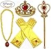 Alead Princess Belle Dress Up Party Accessories Gloves, Tiara, Wand and Necklace, Yellow, Set of 4