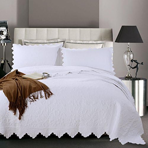 Dodou White Garden Theme printing Quilt European Style Quilt Patchwork Bedspread/Quilt Sets 100% Cotton Queen Size 3pcs