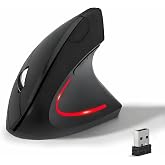KUNSI Wireless Ergonomic Mouse, 2.4G Wireless Vertical Ergo Mouse, 800/1200/1600 Adjustable DPI,6 Buttons Ergonomic Mouse for Laptop/MacBook/PC/Desktop-Black