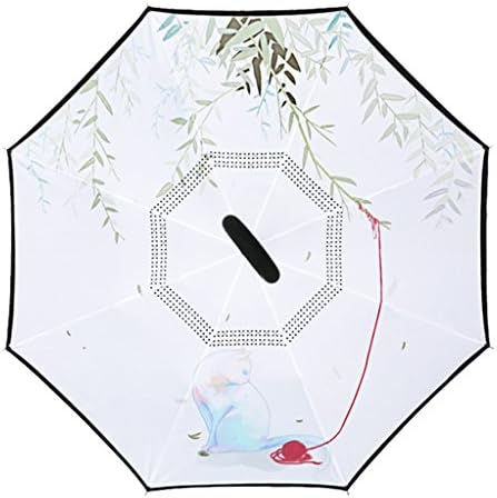 GAOYANG Literature And Art Small Fresh Reverse Umbrella Hands-free Dual-vehicle Rain And Rain Men And Women Umbrella Anti-bone Large Long Handle Umbrella (Color : Autumn)