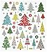 Tattoo King SK129MC-1272 Multicolored Sticker, Glitter Christmas Trees