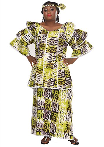 African Planet Women's Ethnic Wedding Attire Green Traditional Printed Top