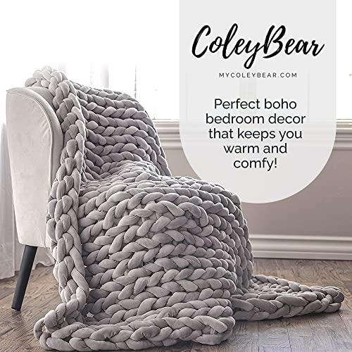 COLEYBEAR Chunky Knit Blanket, Super Soft and Warm NonShedding Knitted