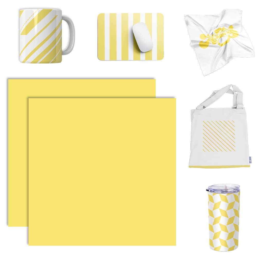 WOWOCUT Infusible Transfer Ink Sheets, Yellow Infusible Heat Transfer Paper 2 Packs Bundle, 12"X12" Sublimation Ink Sheet for DIY T-Shirt, for Mugs, Canvas, Tote