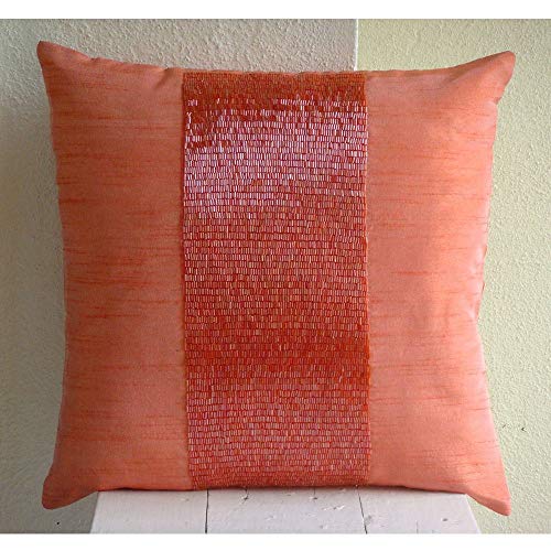 Designer Orange Euro Shams Covers 26 X26 Euro Shams Beaded