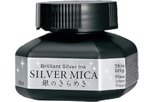 Kuretake Painting Ink, for dip Pen, Brush, Liquid, Paste, Artist, Non Toxic Paints, Illustration, Lettering, Drawing, Writing, Made in Japan (Silver)