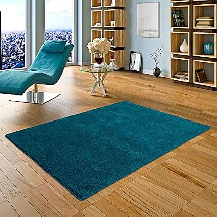 Palace Hochflor Shaggy Teppich Petrol Grun Blau In 24 Grossen
