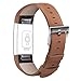 For Fitbit Charge 2 Band With Metal Clasp, Premium Soft Genuine Leather Wristband Strap Replacement Watch Band for Fitbit Charge 2 Smart Fitness Tracker Brown