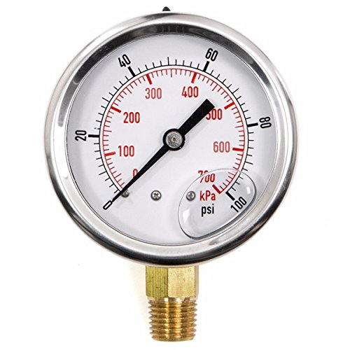 Seenshop51 Water Pressure Gauge 0-100 PSI Pool Spa Filter Side Mount 1/4" inch Pipe Thread