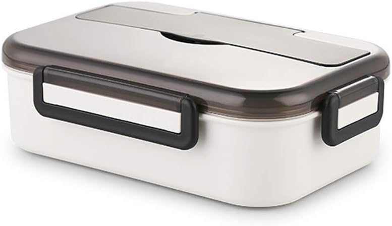 YWAWJ Insulation lunch box Stainless Steel Tray Bento Boxes, Travel Picnic Lunch Box Set With Spoon Chopstick,Good For Work Lunch (Color : White)