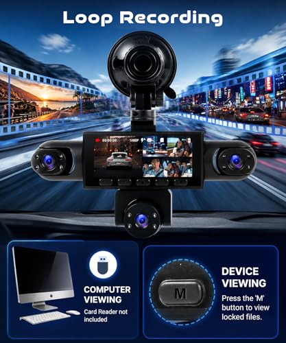 2026 Rimoody 5 Channel Car Dashcam 360°, 5 HD 1080P Cameras Front Rear Left, 3.16 Inch IPS Screen, IR Night Vision, Loop Recording, 24 Hour Parking Surveillance