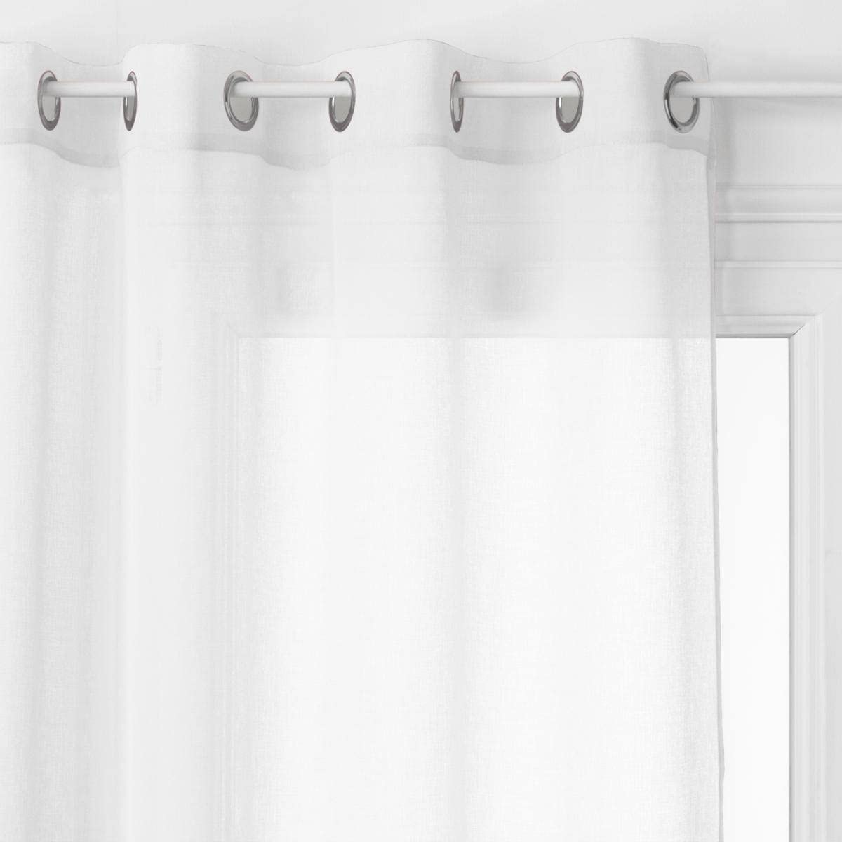 HomeMaison Lightweight Plain Curtain with Eyelets, Polyester, white, 240 x 140 cm
