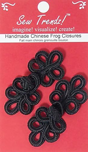 Handmade Chinese Frogs Button Closures-Black-Five loops Design - 2 Pairs/pk. - #FG4755