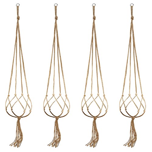 Plant hanger BESTTY Flower Pot Handger Plant Rope Plant Hangers Indoor Outdoor Decorations 48 Inches 4 Pack Large Size Jute Pot Hanger , 4 Legs(4 PACK)