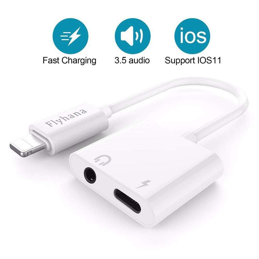 iPhone Dongle iPhone 7 Adapter Headphone Jack Adapter Charge and Listen No Calling and Music Control Compatible with IOS10.3 and IOS11 (White)