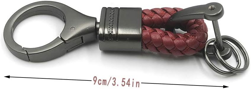 BuxiuGK 2 Piece Braided PU Leather Keychain Strap Keyring with Zinc Alloy for Car Office Home Keys,Red2, 9 cm - Image 5