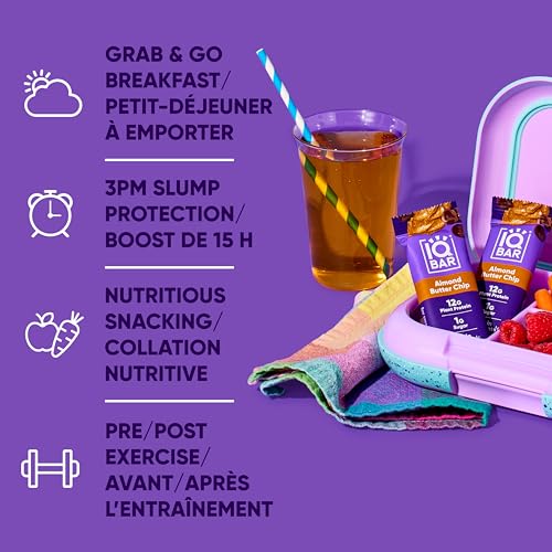 IQBAR Clean Plant Protein Bars - Almond Butter Chip - 12 Count - Keto, Vegan, High Fiber, Gluten and Dairy Free, Low Sugar Snack - Brain and Body Nutrients for Focus, Energy, Meal Replacement