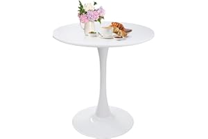 Elepbear Small Space 27.5 Inch White Round Tulip Dining Table - Modern Pedestal Base Kitchen Table for 2-4 People - Easy Assembly & Easy to Clean