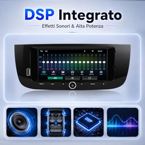 MAVYULQEF Linux Car Radio is compatible with Fiat Punto 2010-2016/Linea 2012-2015 Launch Light/Bluetooth/Wireless CarPlay/Android Auto/FM/AM/RDS/USB