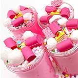 Cotton Scented Strawberry Fluffy Slime Pink Birthday Cake Cloud Slime Therapeutic Putty with Cake Charm, Pastel Floam Slime Stress Relief Toy for Kids and Adults, Non-Sticky 4 OZ (Strawberry Cake)