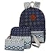 Veenajo Casual Lightweight Cute Dot Canvas Laptop Bag Shoulder Bag School Backpack (DarkBlue)