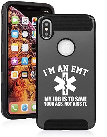 Shockproof Impact Hard Soft Case Cover for Apple iPhone EMT Job is to Save You Paramedic (Black, for Apple iPhone XR)