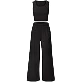 EXARUS Girls Matching Set Cute Two Piece Outfits Wide Leg Pants Lounge Set Crop Tank Top Casual Stretch