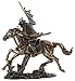 Top Collection Samurai Riding Horse with Sword in Hand Statue - Japanese Warrior in Combat Sculpture in Premium Cold Cast Bronze - 8-Inch Collectible Figurine