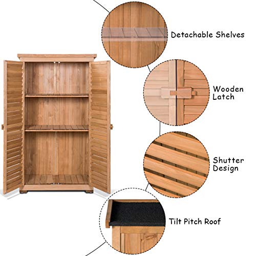 Goplus Outdoor Storage Wooden Garden Shed with Latch