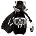 Sea Scout Adult Snorkeling Set - Dry-top Snorkel/Fins/Mask (Black, Medium)