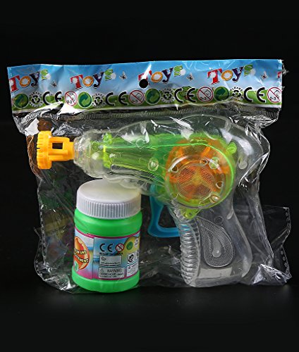 Fun Central (M763) 3 pack 4''x 5'' LED Bubble Shooter Bubble Gun Blower, Kids Bubble Machine Toys with Batteries and Bottle Solution-for Pool/Water/Beach Birthday Party Favors-3 Pack