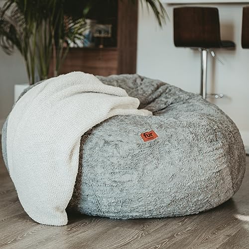 CordaRoy's Faux Fur Bean Bag Chair, Convertible Chair Folds from Bean Bag to Lounger, As Seen on