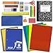 School Supply Kit: Folder Subject Spiral Notebook Composition Book Colored Pencil Pouch Ruler Pen Blunt Tip Scissor Eraser Glue Stick Crayon Sharpener Highlighter | K-8 Elementary Grade (24 Piece)