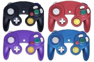 Poulep 4 Pack Gamecube Controller, Classic Wired Controller for Wii Nintendo Gamecube (black red blue purple)