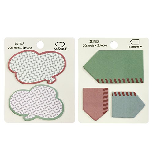 Wrapables Talking Bubble Memo Sticky Notes (Set of 2), Arrows and Grid