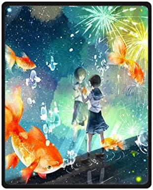 JIUDUIDODO Home Bedding &amp; Wonderful Keep Warm Gifts Thanksgiving Day Cute Fish Blanket 40 Inches x 50 Inches Sofa/Bed Used Gift for Family/Friend