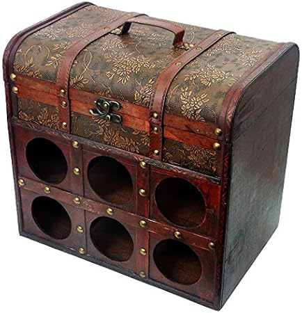 Madera Vino baúl Botellero vino caja Estilo Colonial Botella Botellero: Amazon.es: Hogar