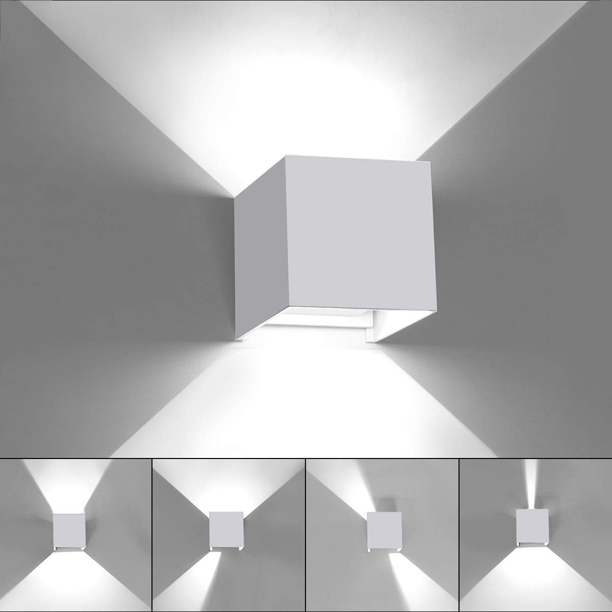 HAWEE Modern Wall Lamp LED Wall Light Up and Down Adjustable Beam Angle Aluminum Wall Wash Light Waterproof IP65 Indoor Outdoor for Bathroom Bedroom Corridor Living Room Stairs Garden, 12W 6000K