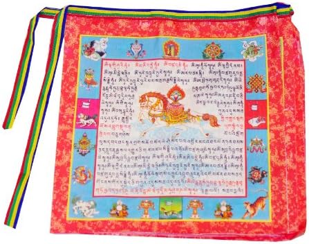 Satin Large Buddha Tibetan Buddhist Wind Horse Prayer Flags