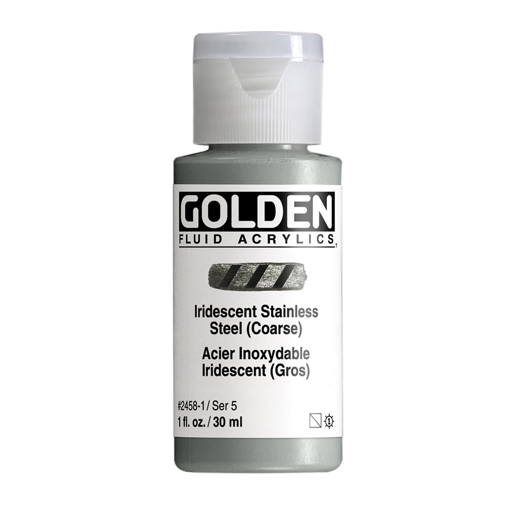 Golden Fluid Acrylic, 1 Ounce Bottle, Iridescent Stainless Steel Coarse (2458-1)