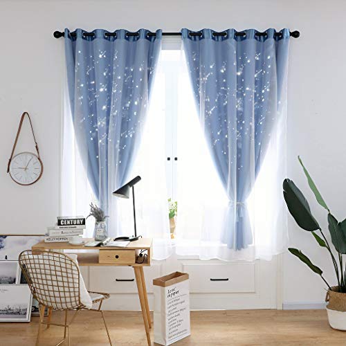 Beyonds Blackout Curtains Panels for Bedroom Meteor Shower 39 x 79 inch Curtain Panels, Window Kitchen Bath Shower Curtain Insulating Room Darkening Blackout Patio Drapes for Living Room