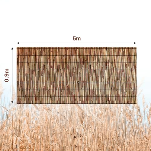 KOIUEYW Reed Screening 90 x 500 cm – Premium Garden Privacy Screen – Outdoor View for Garden, Terrace, Balcony, Fence, Palisade – Brown