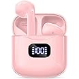 KTGEE Wireless Earbuds Bluetooth 5.3 Headphones, 40Hrs Playback Stereo Ear Buds with LED Display Charging Case IPX7 Waterproof in-Ear Earphones with Mic for Phone Tablet Laptop Sports, Pink