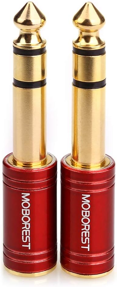 MOBOREST 1/4" (6.35mm) Male to 1/8" (3.5mm) Female Stereo Adapter for Audio Connector Cables - Conversion Headphone adapte, amp adapte, Red -2PCS